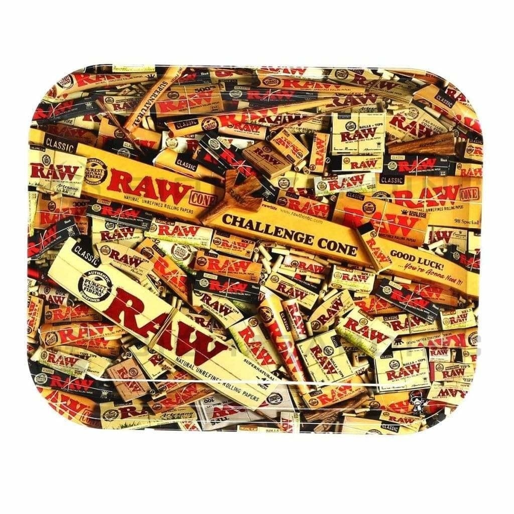RAW® | Rolling Tray - RAW Mix Product | Metal - Various Sizes Rolling Tray Biohazard Inc 13in x 11in - Large  