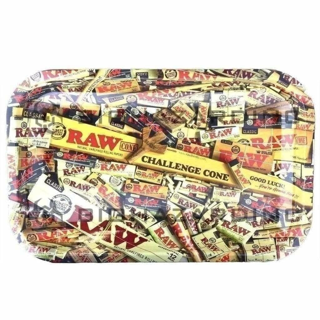 RAW® | Rolling Tray - RAW Mix Product | Metal - Various Sizes Rolling Tray Biohazard Inc 11in x 7in - Small  