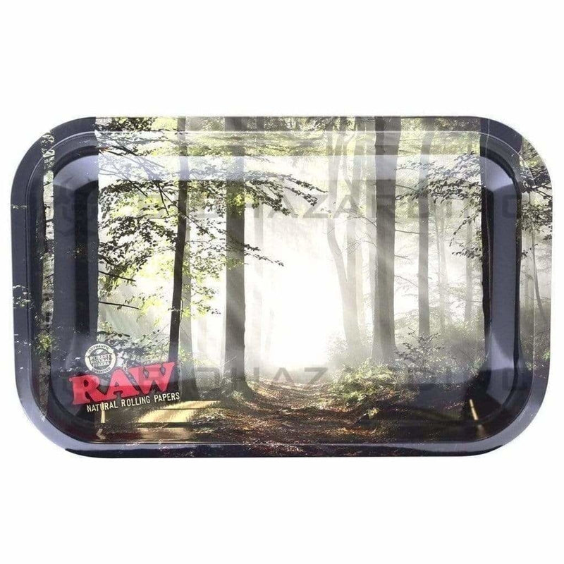 Raw® | Rolling Tray - Smokey Forest | Metal - Various Sizes Rolling Tray Biohazard Inc 11in x 7in - Small  