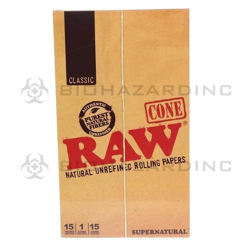 RAW® | Supernatural Cones 21g | 280mm - Unbleached Brown - 15 Count Pre-Rolled Cones Raw   