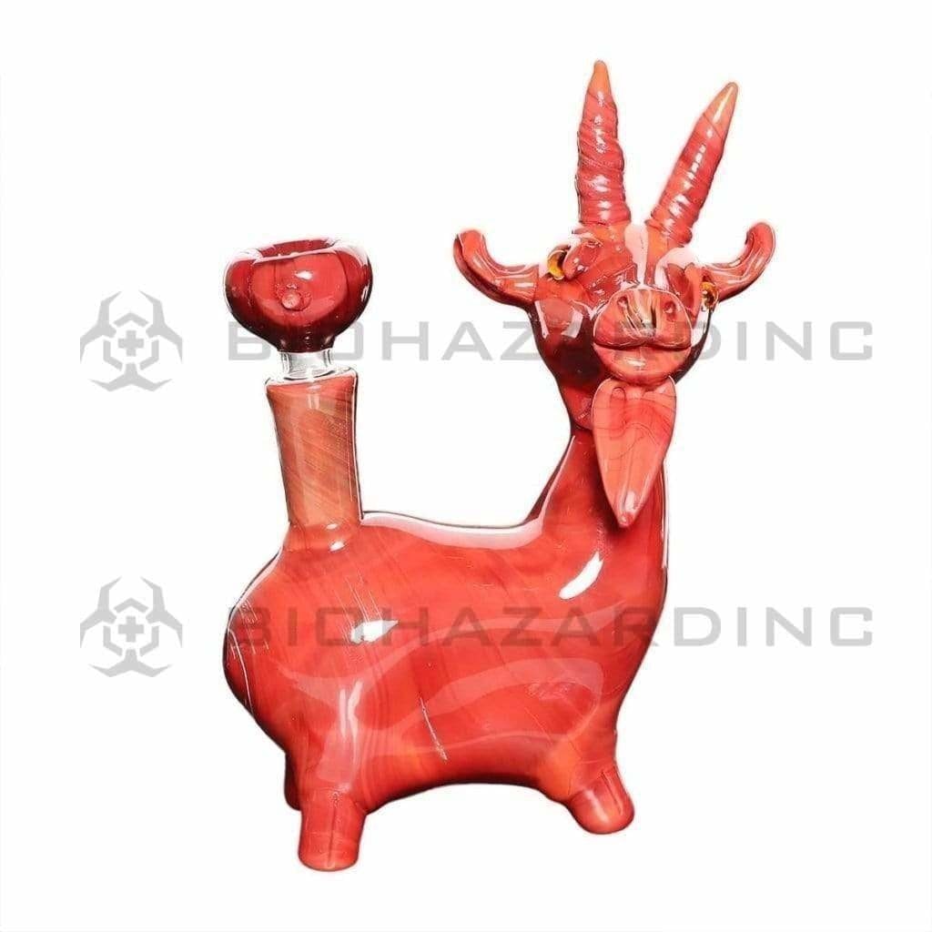 Goat Glass Water Pipe | 5" - Glass - Rusty Red | Novelty | Novelty Bong Biohazard Inc   