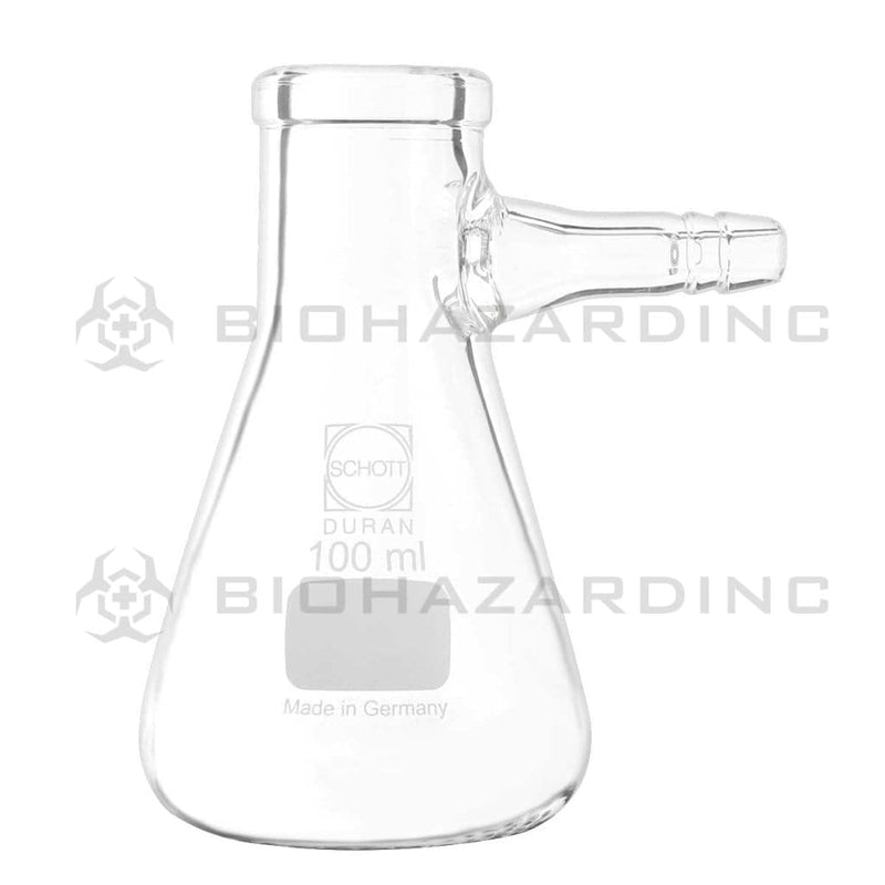 Schott DURAN® | Filtering Flask - Erlenmeyer Shape w/ Glass Hose | 100mL Filtering Flask Bottle Schott Duran   