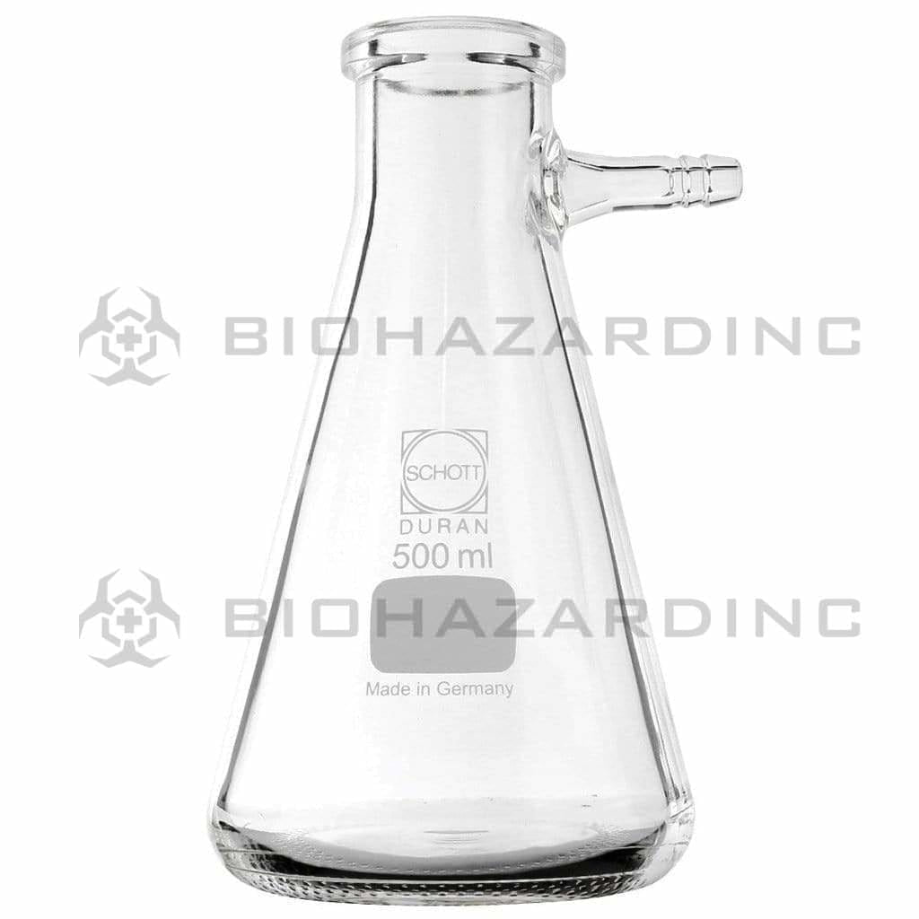 Schott DURAN® | Filtering Flask - Erlenmeyer Shape w/ Glass Hose | 500mL Filtering Flask Bottle Schott Duran   