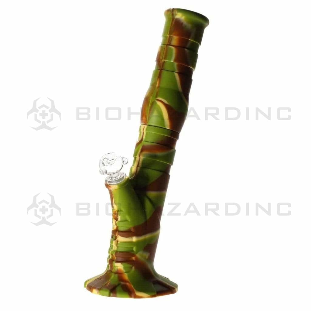 Water Pipe | Tilted Straight Silicone | 12" - 14mm - Various Colors Bong Biohazard Inc Camo  