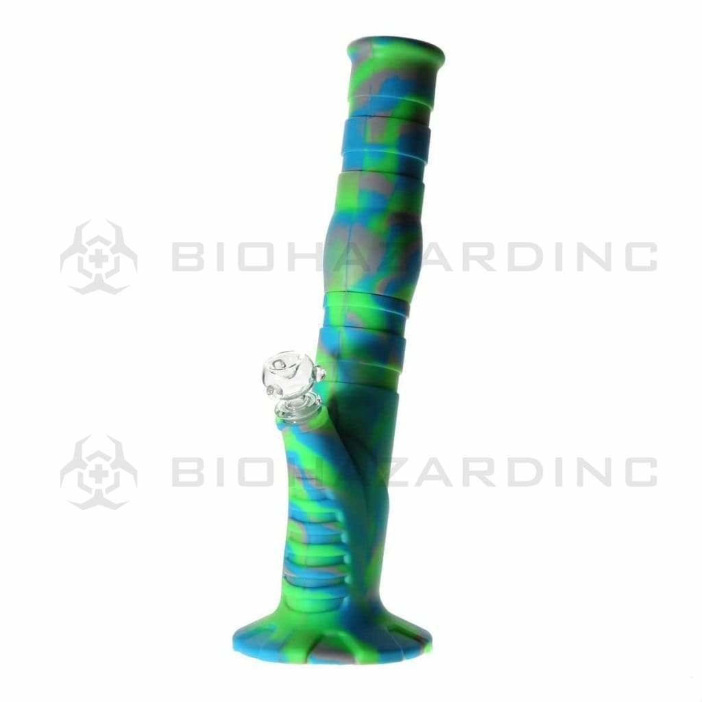 Water Pipe | Tilted Straight Silicone | 12" - 14mm - Various Colors Bong Biohazard Inc Neon Camo  
