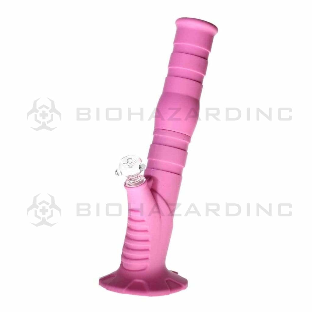 Water Pipe | Tilted Straight Silicone | 12" - 14mm - Various Colors Bong Biohazard Inc Neon Pink  