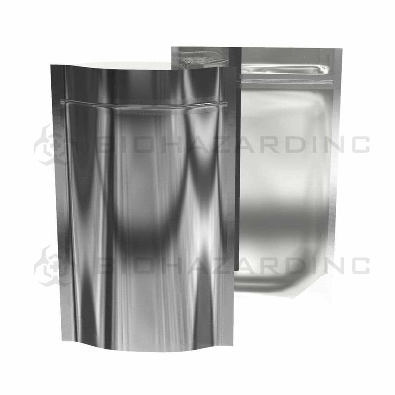Tamper Evident | Silver Vista Mylar Bags - Various Sizes Mylar Bag Biohazard Inc 4" x 6" - 7g - 1000 Count - Tear Notch  