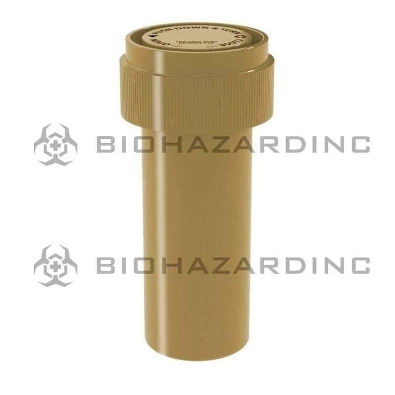 Child Resistant | Opaque Gold Reversible Cap Vials | 8 Dram - 1 Gram - 410 Count Reversible Cap Vial Biohazard Inc   