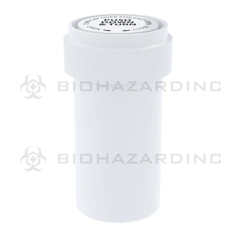 Child Resistant | Opaque White Reversible Cap Vials | 13 Dram - 2 Grams - 275 Count Reversible Cap Vial Biohazard Inc   