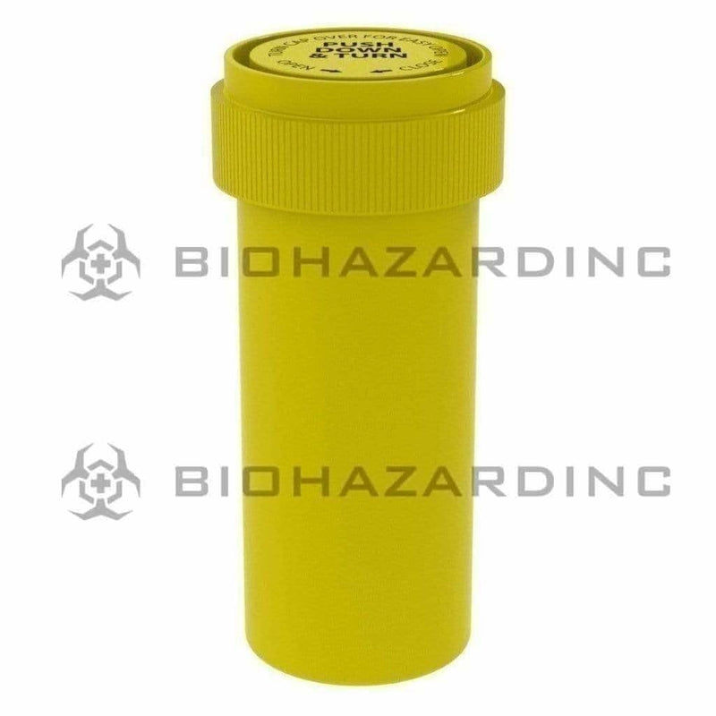 Child Resistant | Opaque Yellow Reversible Cap Vials | 16 Dram - 3 Grams - 230 Count Reversible Cap Vial Biohazard Inc   