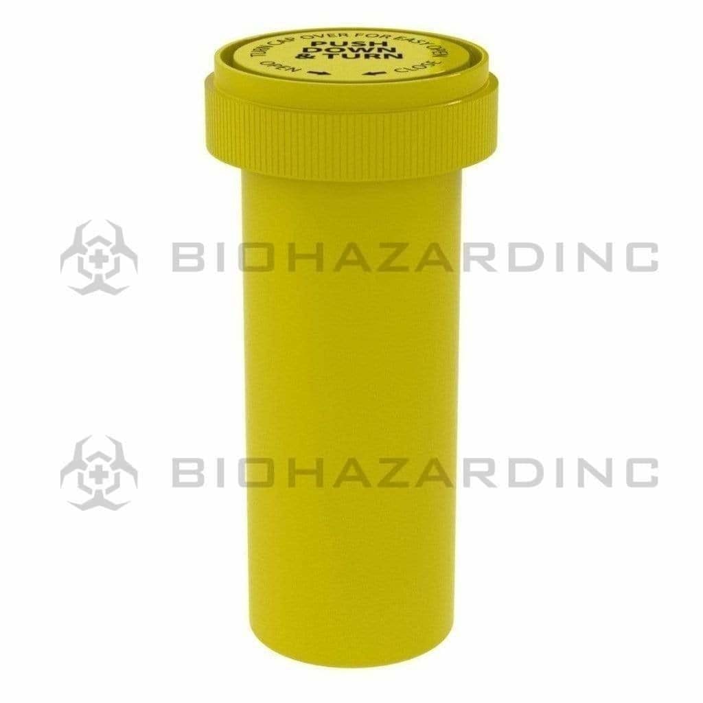 Child Resistant | Opaque Yellow Reversible Cap Vials | 30 Dram - 7 Grams - 190 Count Reversible Cap Vial Biohazard Inc   