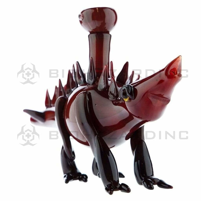 Novelty | Stegosaurus Rustic Red Glass Pipe | 5" - Glass - Red Novelty Hand Pipe Biohazard Inc   