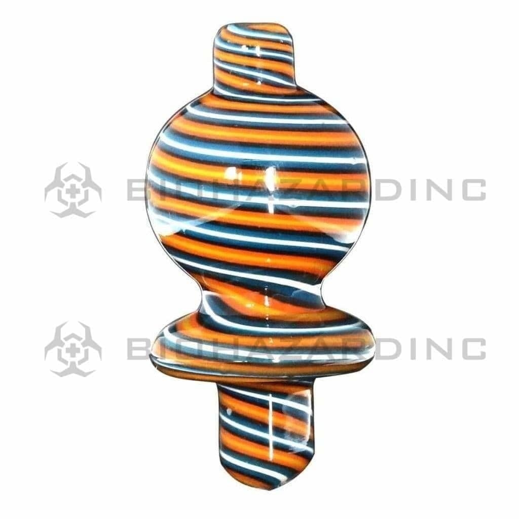 Carb Cap | Two Hole Top Wig Wag Glass Carb Cap | Assorted Colors Carb Cap Biohazard Inc   