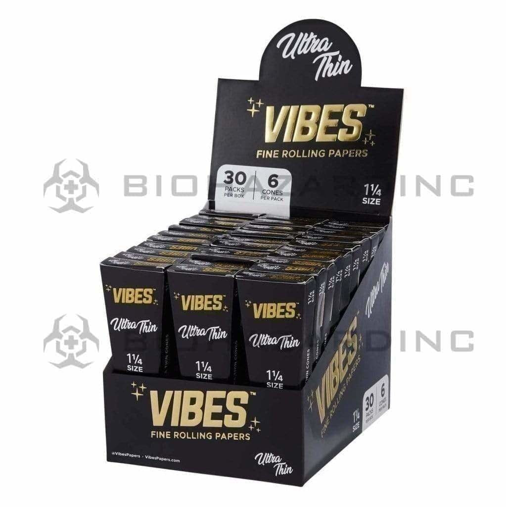VIBES® | Pre-Rolled Cones 1¼ Size | 78mm - Ultra Thin - 30 Count Pre-Rolled Cones Vibes   