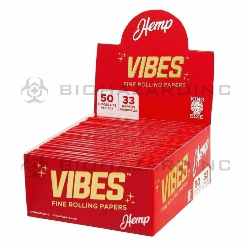 VIBES™ | 'Retail Display' Hemp Rolling Papers | Classic White - 50 Count  -Various Sizes Rolling Papers Vibes King - 110mm  