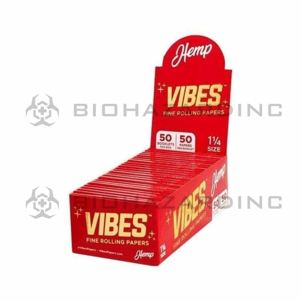 VIBES™ | 'Retail Display' Hemp Rolling Papers | Classic White - 50 Count  -Various Sizes Rolling Papers Vibes 1¼ - 78mm  