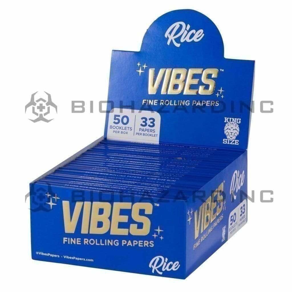 VIBES™ | 'Retail Display' Rice Rolling Papers King Size | 110mm - Classic White - 50 Count Rolling Papers Vibes   