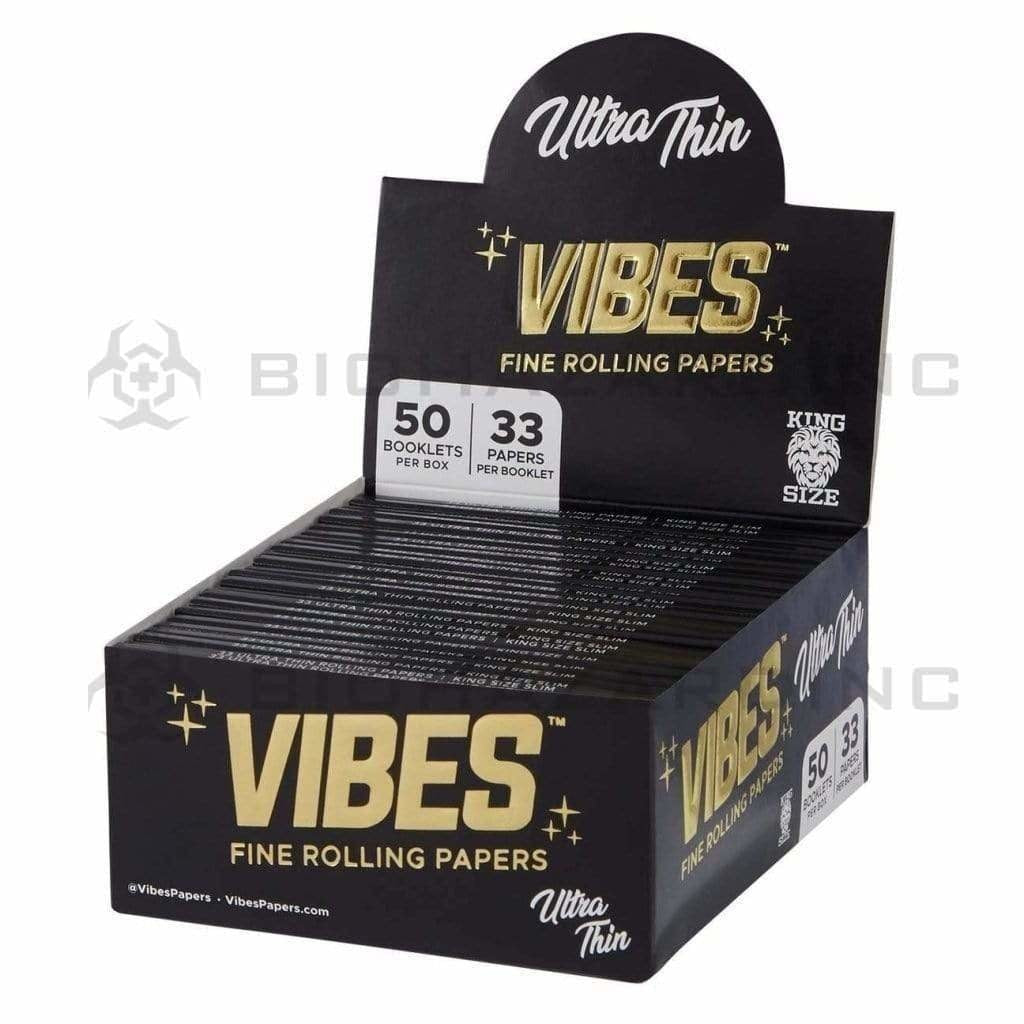 VIBES™ | 'Retail Display' Ultra Thin Rolling Papers | Natural White - 50 Count - Various Sizes Rolling Papers Vibes King - 110mm - 33/Pack  