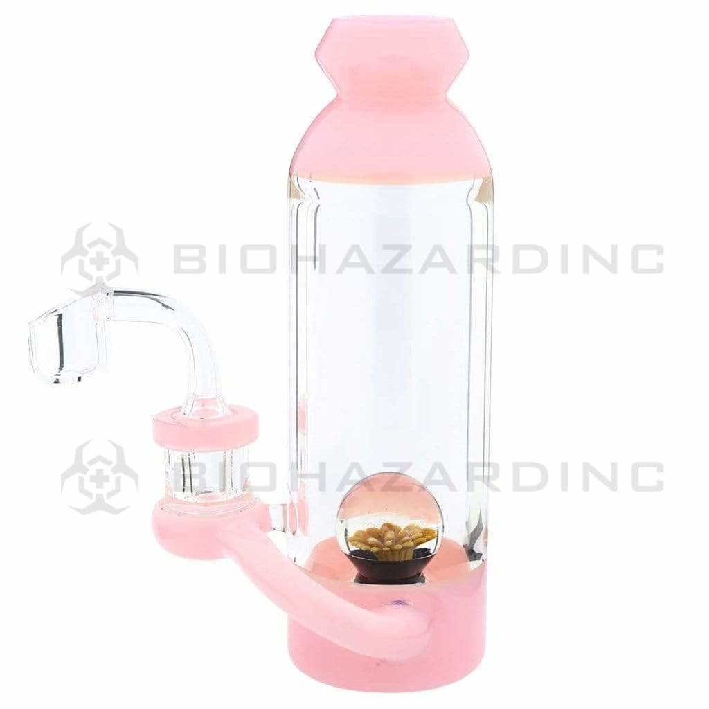 Dab Rig | Bottle Rig Marble Showerhead Water Pipe | 7" - 14mm | Various Colors Glass Dab Rig Biohazard Inc Pink  