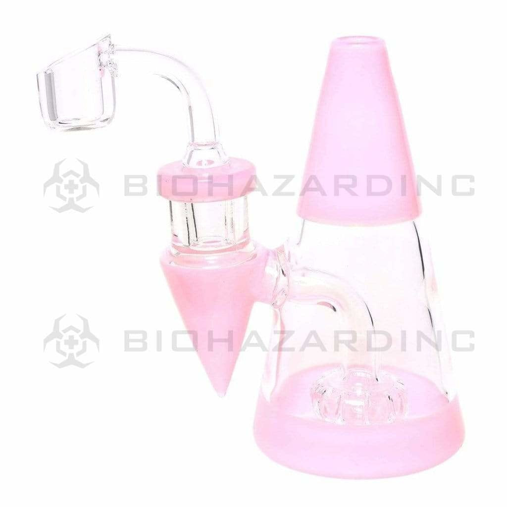 Dab Rig | Minimalist Water Pipe | 5" - 14mm - Various Colors Glass Dab Rig Biohazard Inc Pink  