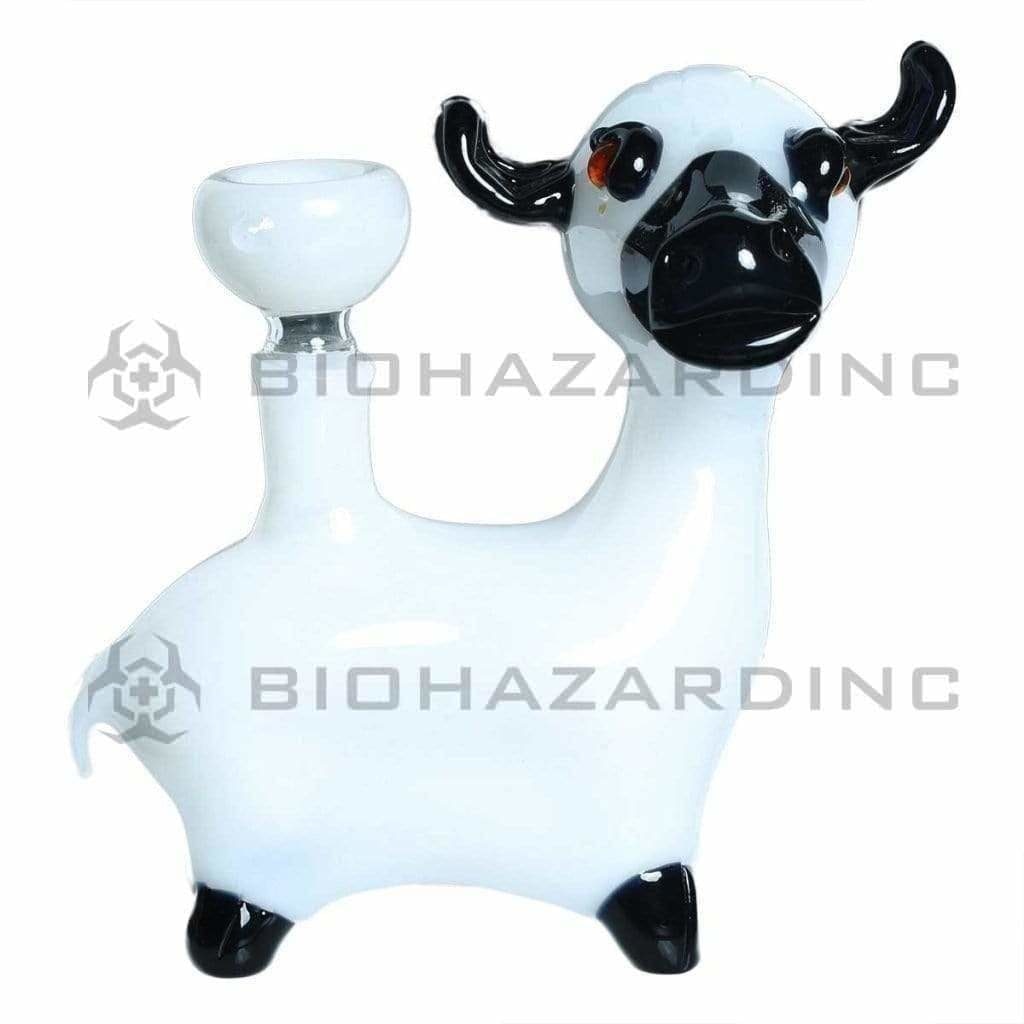 Novelty | Cow Glass Water Pipe | 5" - Glass - White/Black Novelty Hand Pipe Biohazard Inc   