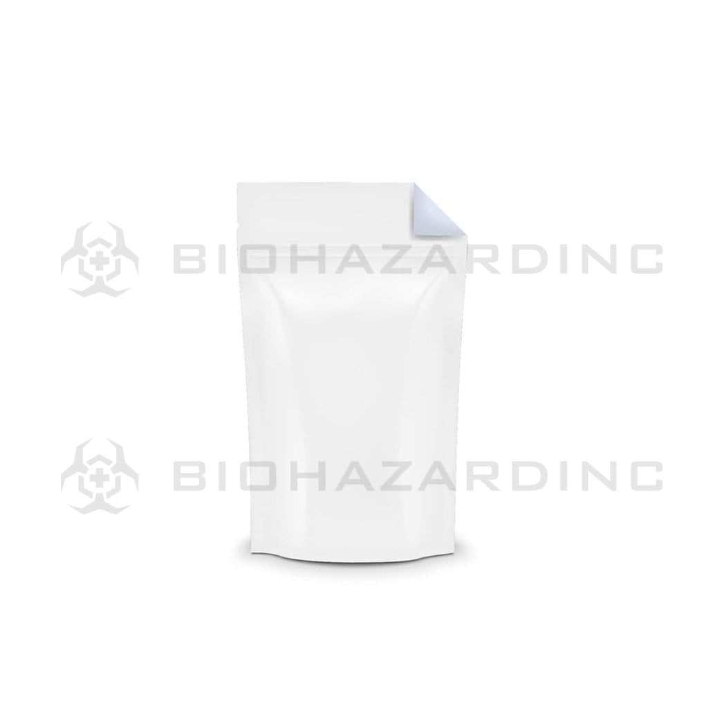 Tamper Evident | Glossy White Vista Mylar Bags - Various Sizes Mylar Bag Biohazard Inc 4" x 6" - 7g - 1000 Count - Tear Notch  