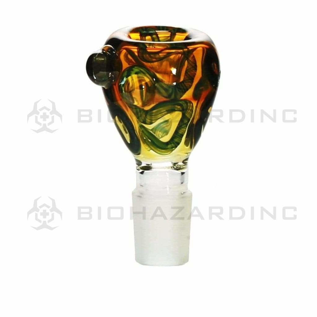Bowl | Worked Lattachino Silver Fumed Hash Bowl | 19mm - Glass - Assorted Colors Glass Bowl Biohazard Inc   