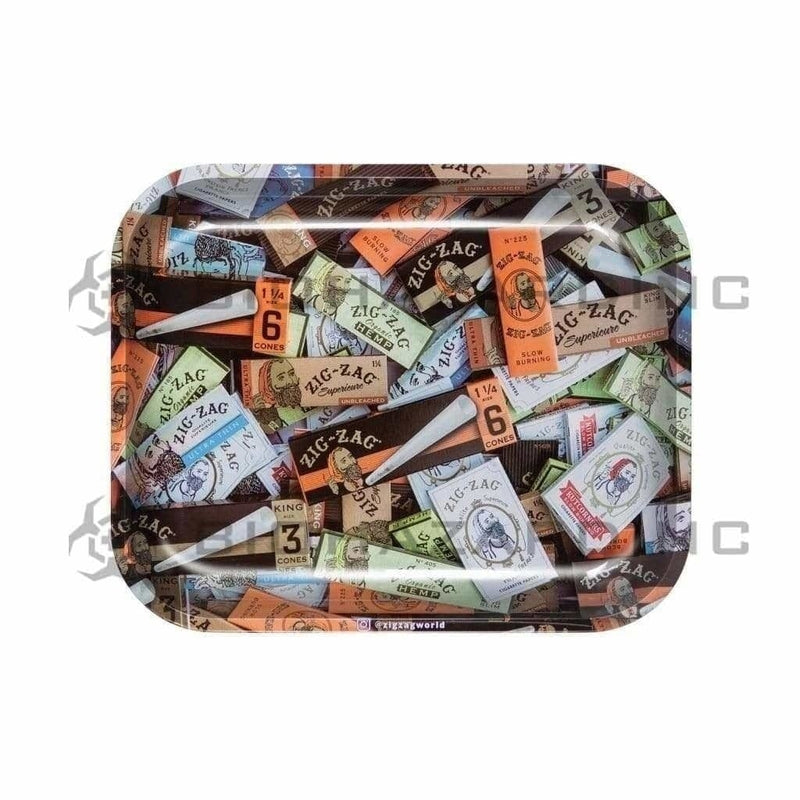 ZIG ZAG® | Paper Mix Rolling Tray | 13.4in x 10.8in - Large - Metal Rolling Tray Zig Zag   